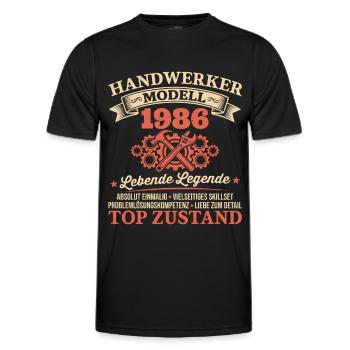 40. Geburtstag Handwerker Vintage 1986 Jahrgang - Männer Funktions-T-Shirt - Schwarz - Vorne - AI Model Male 178 dark (178cm)