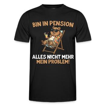 Pensionär Chilliges Quokka im Liegestuhl - Männer Funktions-T-Shirt - Schwarz - Vorne - AI Model Male 178 dark (178cm)