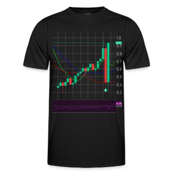 Échange d’actions crypto - T-shirt sport Homme - noir - Devant - AI Model Male 178 dark (178cm)