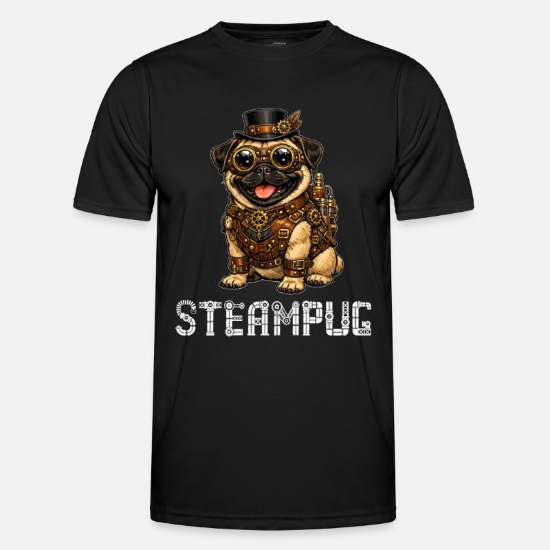 Steampug Steampunk Pug Mops - Männer Funktions-T-Shirt - Schwarz