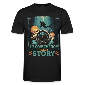Diver Recreational Diving Air Consumption Tells A Story - Men's Functional T-Shirt - black - Front - AI Model Male 178 dark (178cm)