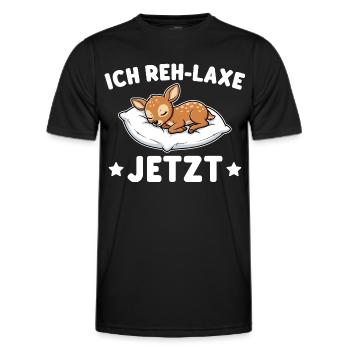 Ich Reh-Laxe Jetzt - Lustiger Reh Wortwitz - Männer Funktions-T-Shirt - Schwarz - Vorne - AI Model Male 178 dark (178cm)
