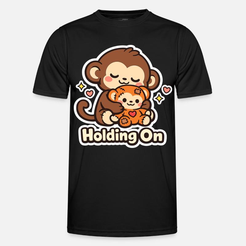 Punch Macaque Holding On - Men's Functional T-Shirt - black
