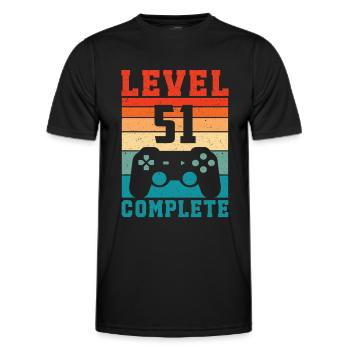 51. Geburtstag Level 51 Complete 51 Jahre Gamer - Männer Funktions-T-Shirt - Schwarz - Vorne - AI Model Male 178 dark (178cm)