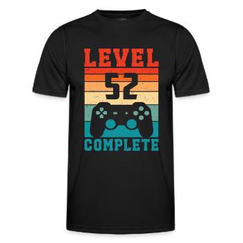 52. Geburtstag Level 52 Complete 52 Jahre Gamer - Männer Funktions-T-Shirt - Schwarz - Vorne - AI Model Male 178 dark (178cm)