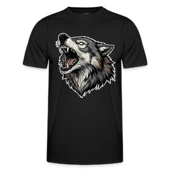 Wild Wolf Howling Alpha Wolf Mascot - Men's Functional T-Shirt - black - Front - AI Model Male 178 dark (178cm)