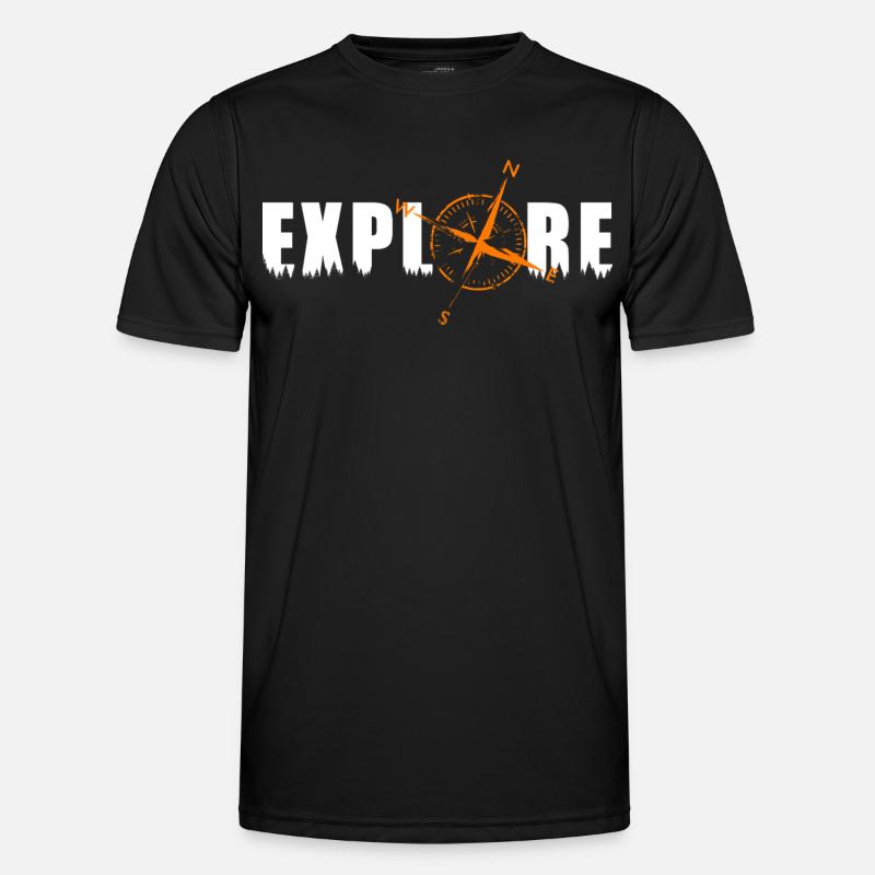 Explore motif with a compass - Men's Functional T-Shirt - black