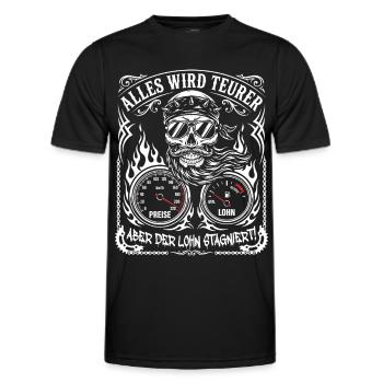 Tout devient plus cher, mais les salaires stagnent - T-shirt sport Homme - noir - Devant - AI Model Male 178 dark (178cm)
