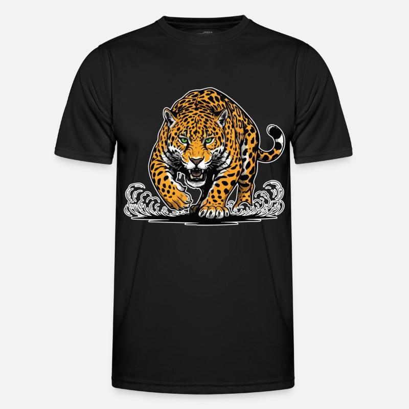 Jaguar-Leopard greift Wassermaskottchen Räuber an - Männer Funktions-T-Shirt - Schwarz