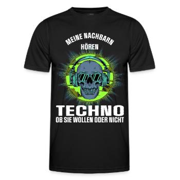 My neighbors listen to techno - Men's Functional T-Shirt - black - Front - AI Model Male 178 dark (178cm)