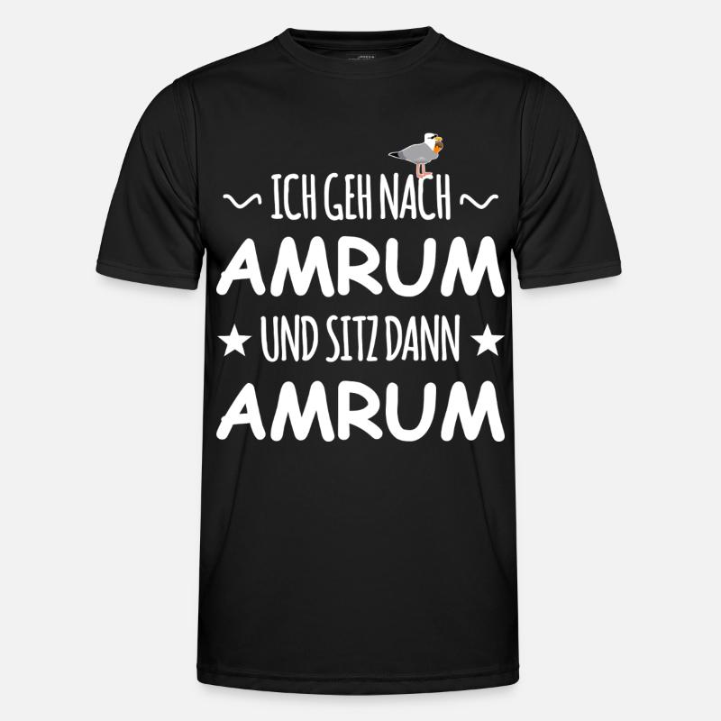 Amrum mit Schnaps Möwe - Männer Funktions-T-Shirt - Schwarz