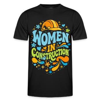 Frauen im Bau Handwerkerinnen Retro Power - Männer Funktions-T-Shirt - Schwarz - Vorne - AI Model Male 178 dark (178cm)