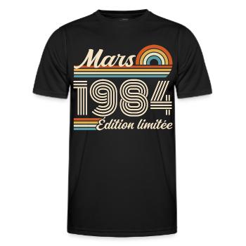 42. Geburtstagsgeschenk – Geboren im März 1984 - Männer Funktions-T-Shirt - Schwarz - Vorne - AI Model Male 178 dark (178cm)