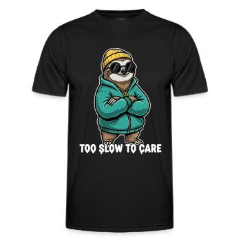 Too Slow To Care Faultier - Männer Funktions-T-Shirt - Schwarz - Vorne - AI Model Male 178 dark (178cm)