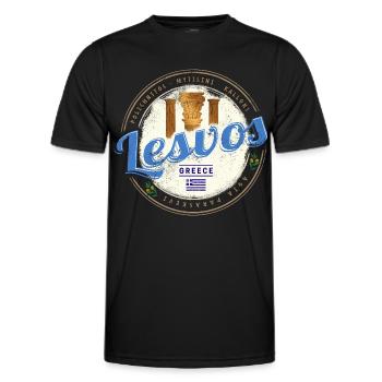 Lesbos Insel in Griechenland Retro Urlaub Souvenir - Männer Funktions-T-Shirt - Schwarz - Vorne - AI Model Male 178 dark (178cm)