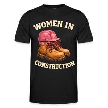 Women in Construction Work Boots and Construction Helmet - Men's Functional T-Shirt - black - Front - AI Model Male 178 dark (178cm)