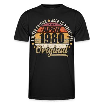 Cadeau D'anniversaire Avril 1980 - T-shirt sport Homme - noir - Devant - AI Model Male 178 dark (178cm)