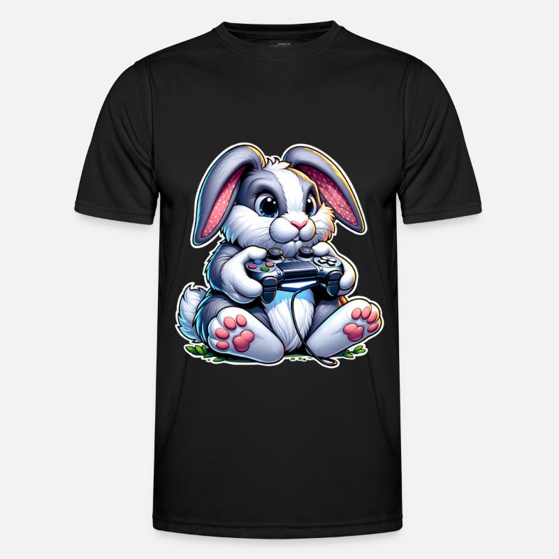 Gamer bunny with controller - Men's Functional T-Shirt - black