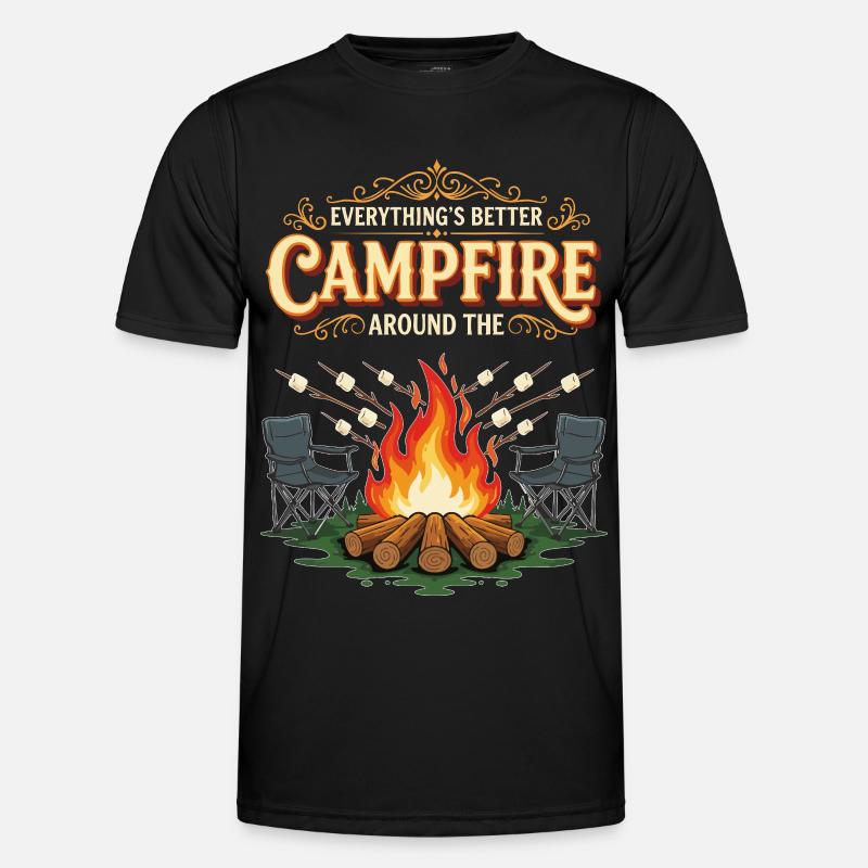 Campfire Marshmallow Everything Better Camping - Men's Functional T-Shirt - black