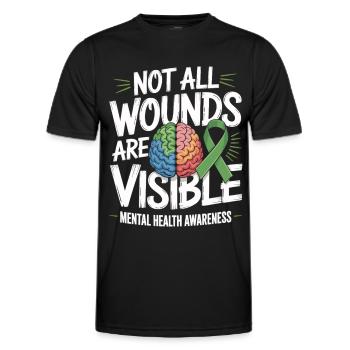 Toutes les blessures ne sont pas visibles – santé mentale - T-shirt sport Homme - noir - Devant - AI Model Male 178 dark (178cm)