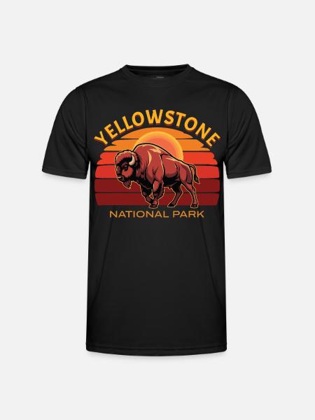 Yellowstone National Park Buffalo Bison - Men's Functional T-Shirt - black