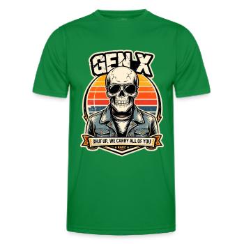 Skull Sunset Denim Rider - Männer Funktions-T-Shirt - Kelly Green - Vorne - AI Model Male 178 dark (178cm)