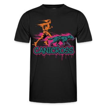 Canicross Laufen mit Hund - Männer Funktions-T-Shirt - Schwarz - Vorne - AI Model Male 178 dark (178cm)