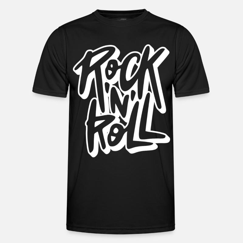 Rock 'N' Roll Graffiti Text - Men's Functional T-Shirt - black