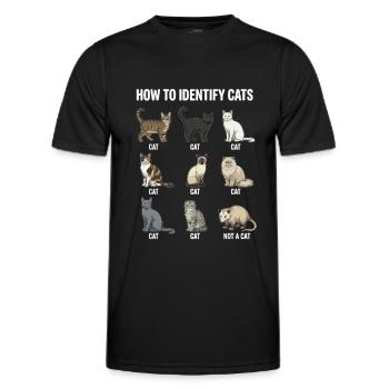 Cat Species Recognition Motif - Men's Functional T-Shirt - black - Front - AI Model Male 178 dark (178cm)