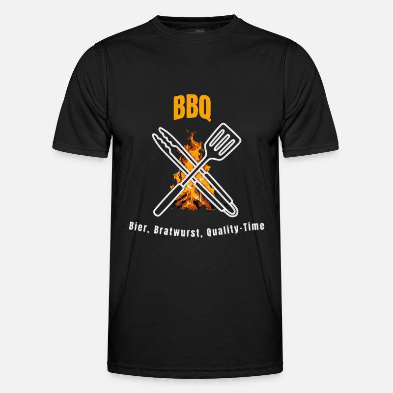 BBQ Bier Bratwurst Quality Time - Männer Funktions-T-Shirt - Schwarz