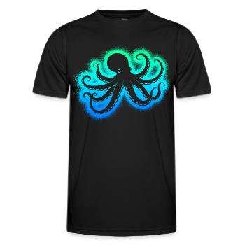 Octopus Kids Men's Boys Octopus - Men's Functional T-Shirt - black - Front - AI Model Male 178 dark (178cm)