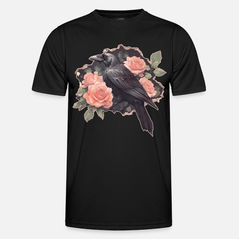 Ravn med roser - Funktionsshirt til herrer - sort