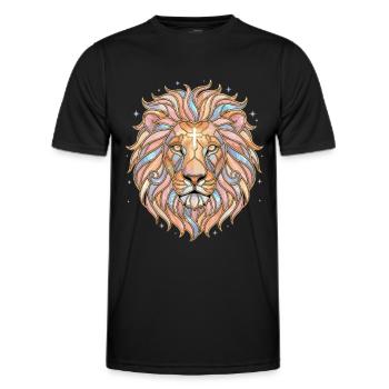 Löwe Kreuz Christlich Glaube - Männer Funktions-T-Shirt - Schwarz - Vorne - AI Model Male 178 dark (178cm)