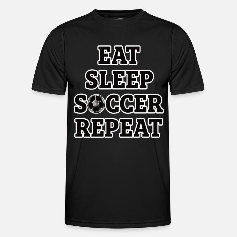 Spis, sov, fodbold, gentag fodboldfan, - Funktionsshirt til herrer - sort