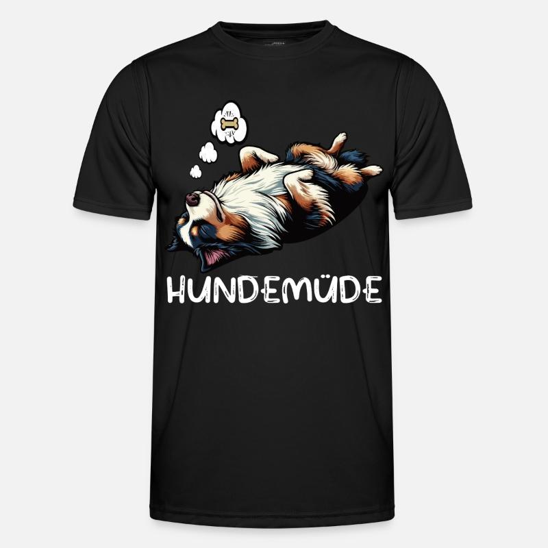Hundemüde Australian Shepherd Aussie Aussiehalter - Männer Funktions-T-Shirt - Schwarz