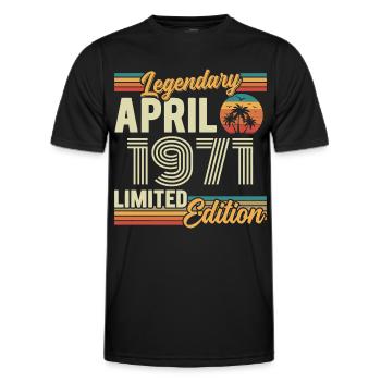 April 1971 55th Anniversary Gift - April 1971 - Men's Functional T-Shirt - black - Front - AI Model Male 178 dark (178cm)