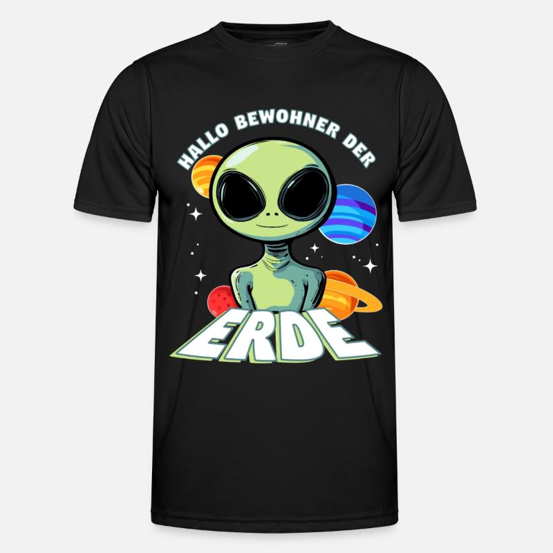 Hallo Bewohner der Erde Alien - Männer Funktions-T-Shirt - Schwarz