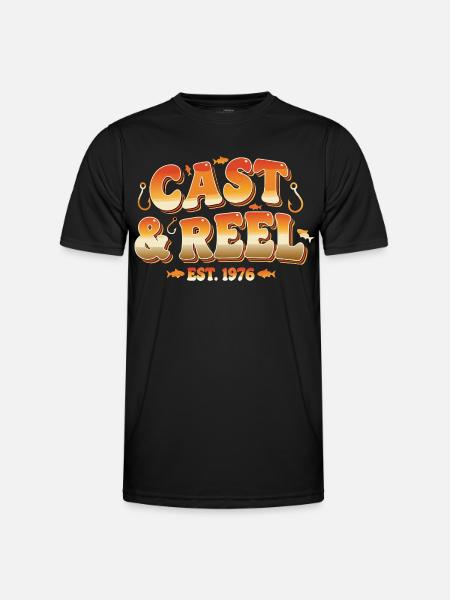 Cast Reel Est 1976 - Männer Funktions-T-Shirt - Schwarz