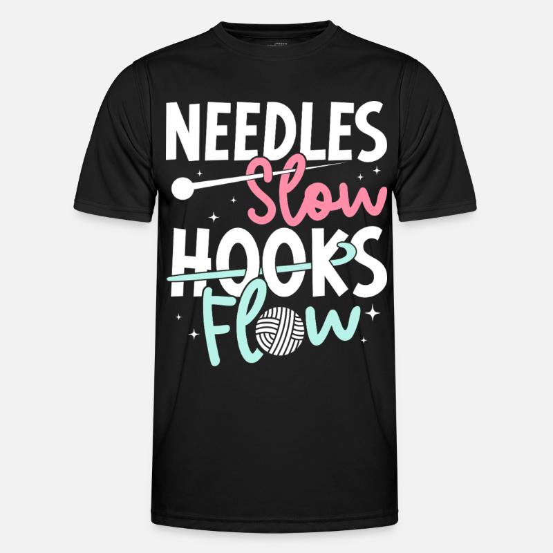 Crochet Hooks Flow Crocheter - Men's Functional T-Shirt - black