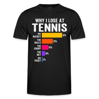 Pourquoi je perds au tennis - T-shirt sport Homme - noir - Devant - AI Model Male 178 dark (178cm)