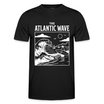 T-shirt surf de vagues atlantiques Ocean Beach - T-shirt sport Homme - noir - Devant - AI Model Male 178 dark (178cm)