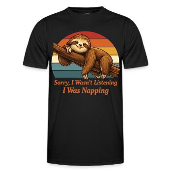 Lazy Sloth Shirt I Was Napping Funny - Men's Functional T-Shirt - black - Front - AI Model Male 178 dark (178cm)