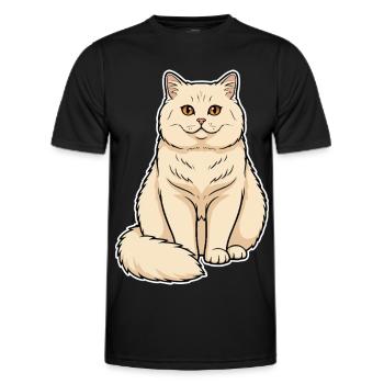 British Shorthair Cat Cream Portrait Round Soft - Men's Functional T-Shirt - black - Front - AI Model Male 178 dark (178cm)