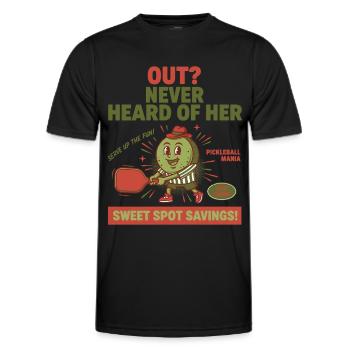 Pickleball player love pickleball OUT NEVER HEARD - Men's Functional T-Shirt - black - Front - AI Model Male 178 dark (178cm)