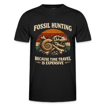 Fossilienjagd statt Zeitreise | Paläontologie - Männer Funktions-T-Shirt - Schwarz - Vorne - AI Model Male 178 dark (178cm)