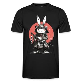 Samurai Rabbit in Armor with Katana - Men's Functional T-Shirt - black - Front - AI Model Male 178 dark (178cm)