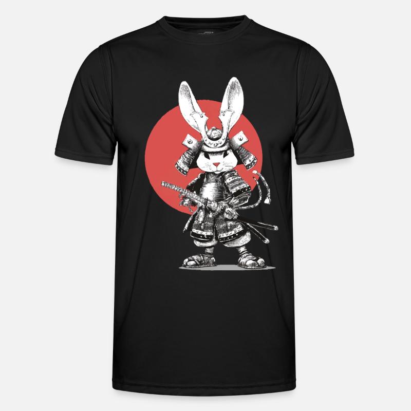 Samurai Rabbit in Armor with Katana Men's Functional T-Shirt