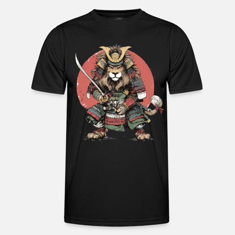 Samurai-Löwe in Rüstung Männer Funktions-T-Shirt