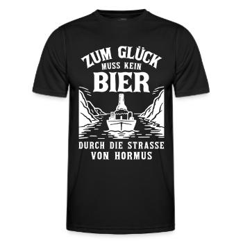 Bier Spruch Schiff  Strasse von Hormus - Männer Funktions-T-Shirt - Schwarz - Vorne - AI Model Male 178 dark (178cm)