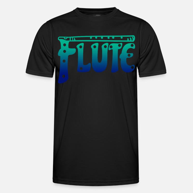 Gradient Flute Typography Music Lover - Men's Functional T-Shirt - black